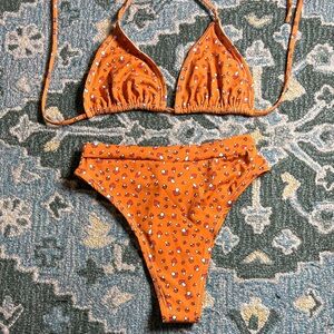 Orange Bikini with Mushroom Print